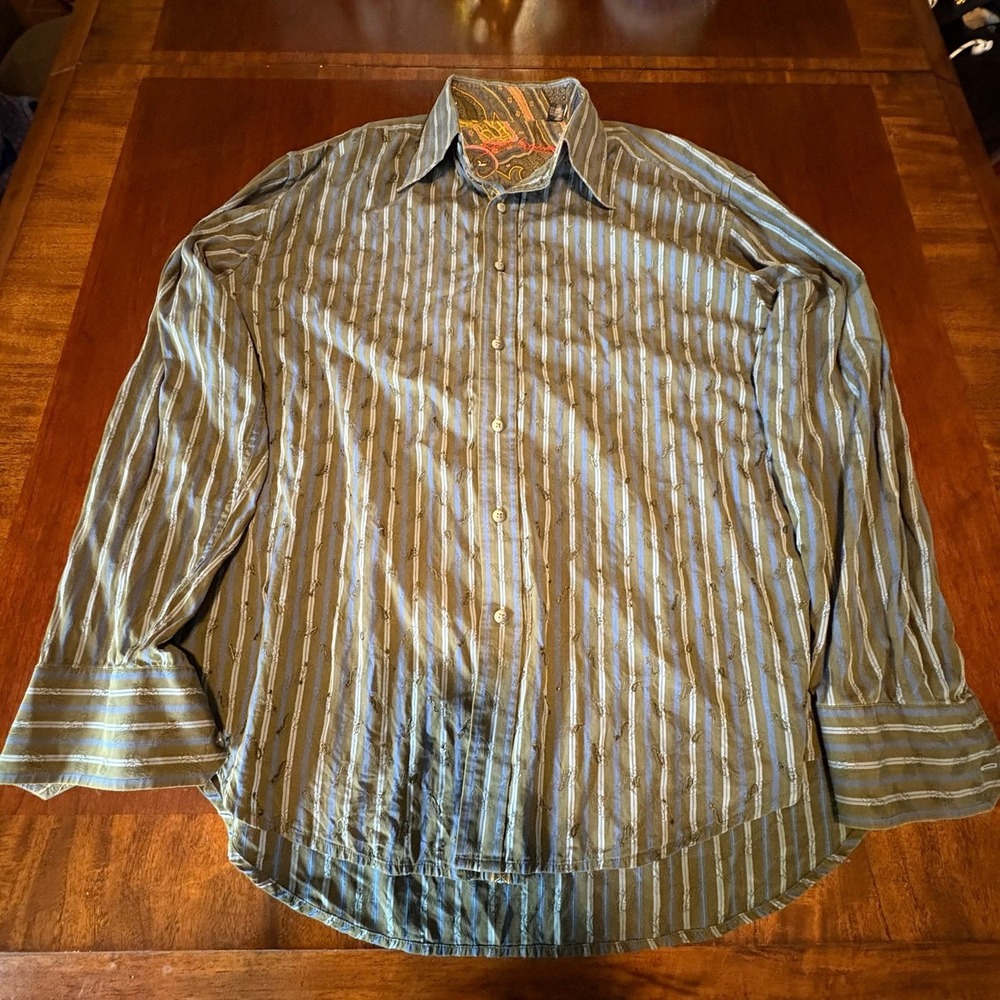 Robert Graham XL Striped Flip Cuff Button Up Luxury Casual Shirt